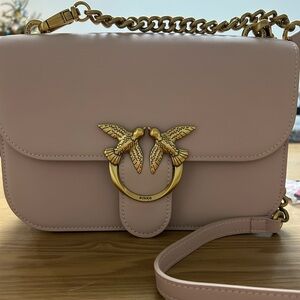 Pinko Love Classic Icon Bag in Blush Pink with Gold Bird Hardware  NWT